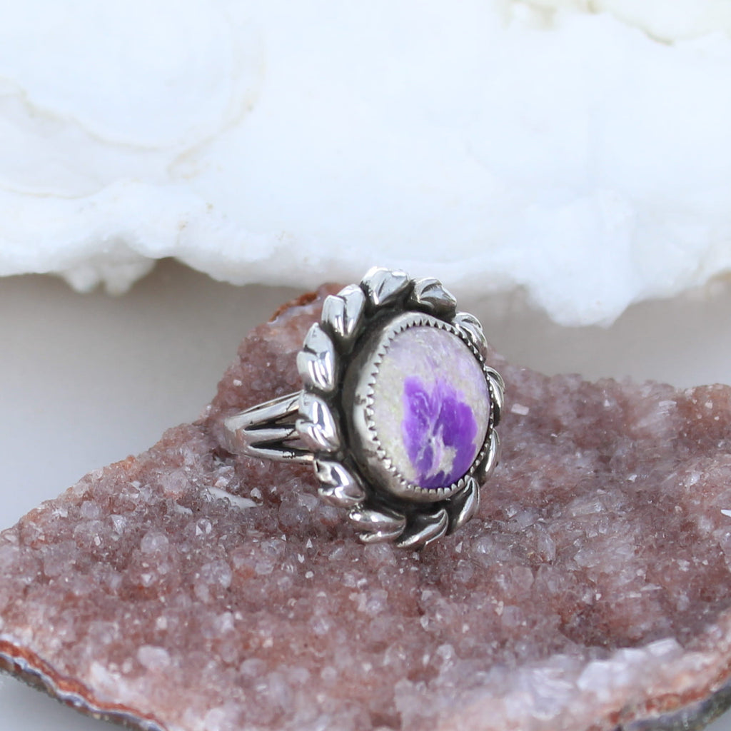 AAA SUGILITE RING Round Shaped Sterling Size 6.5 -NewWorldGems