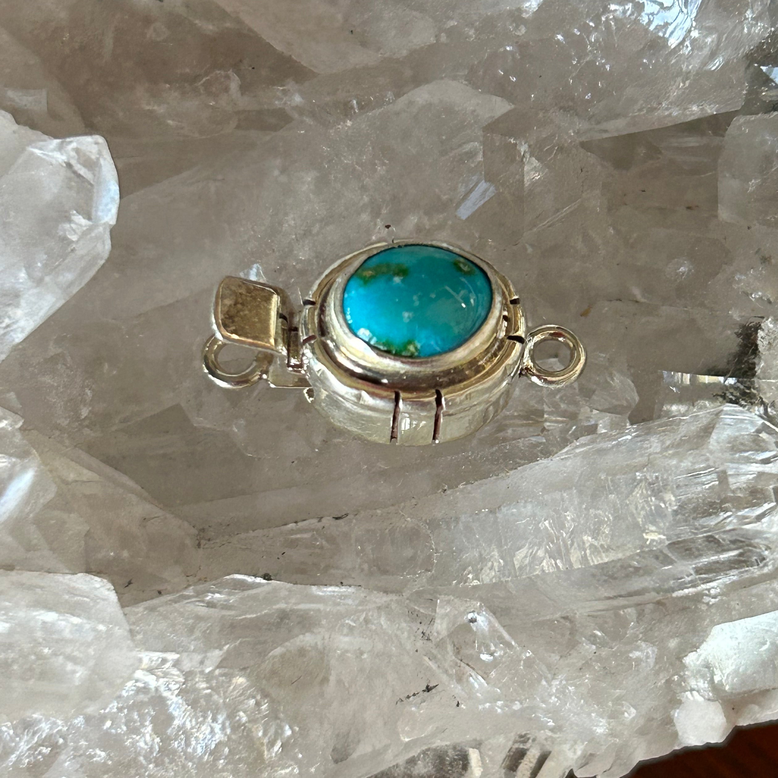 AAA Blue Green Sonoran Mountain Turquoise Clasp Sterling 6.8x8.5mm