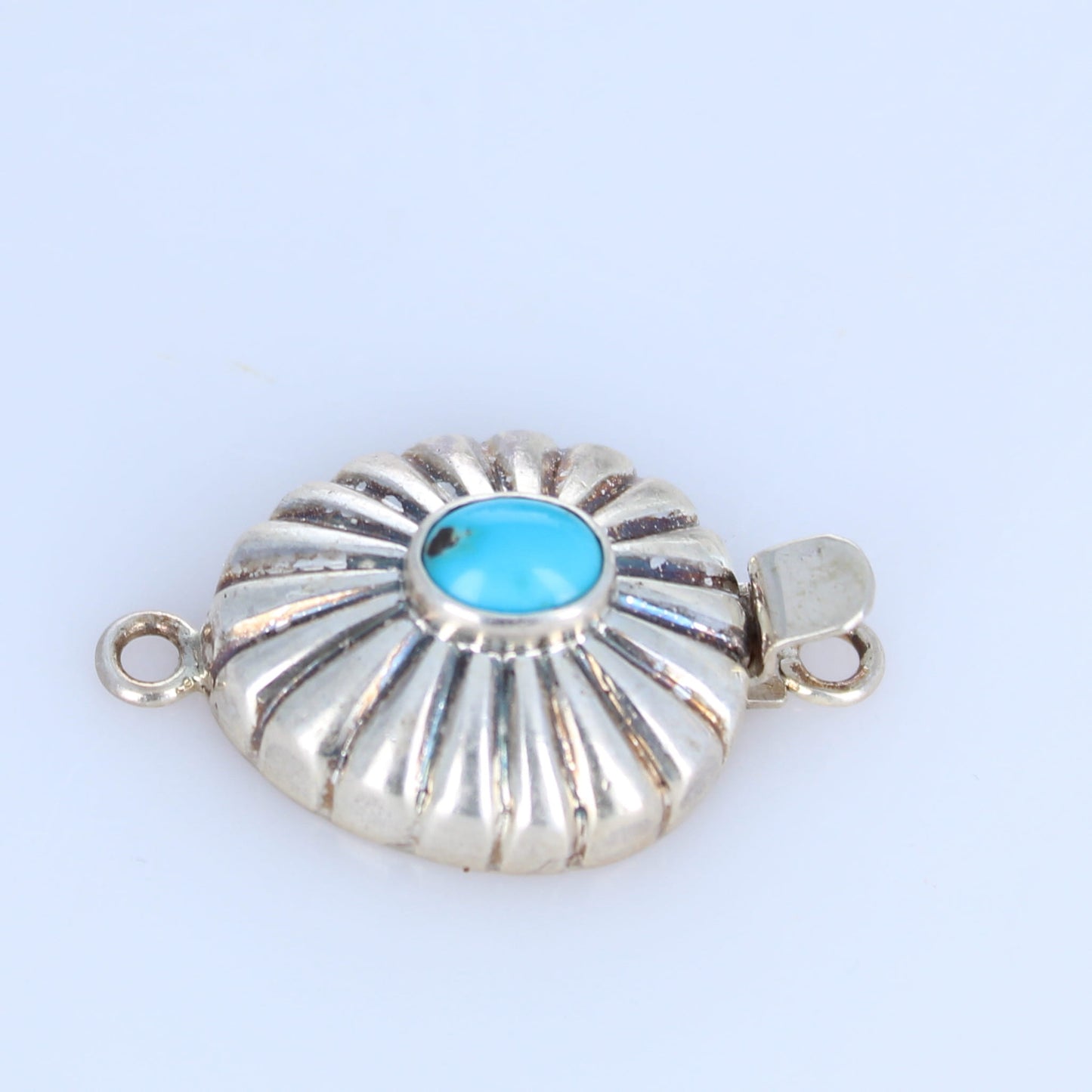 Sunflower Clasp Lone Mountain Turquoise Sterling Silver Large