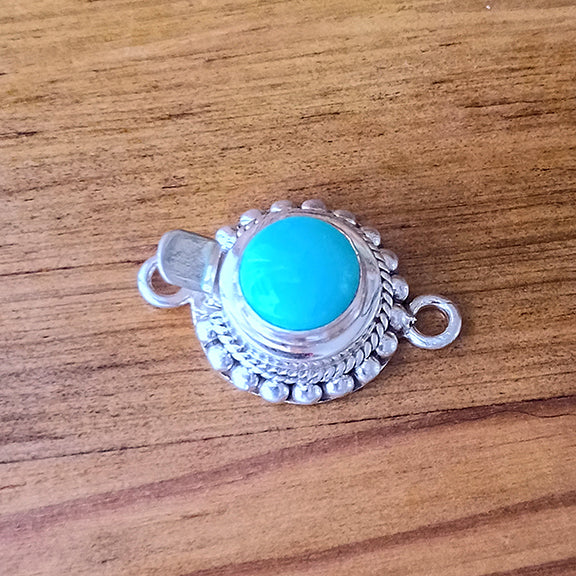 Gem Grade Egyptian Turquoise Sterling Granulated Clasp Sterling Silver 7mm