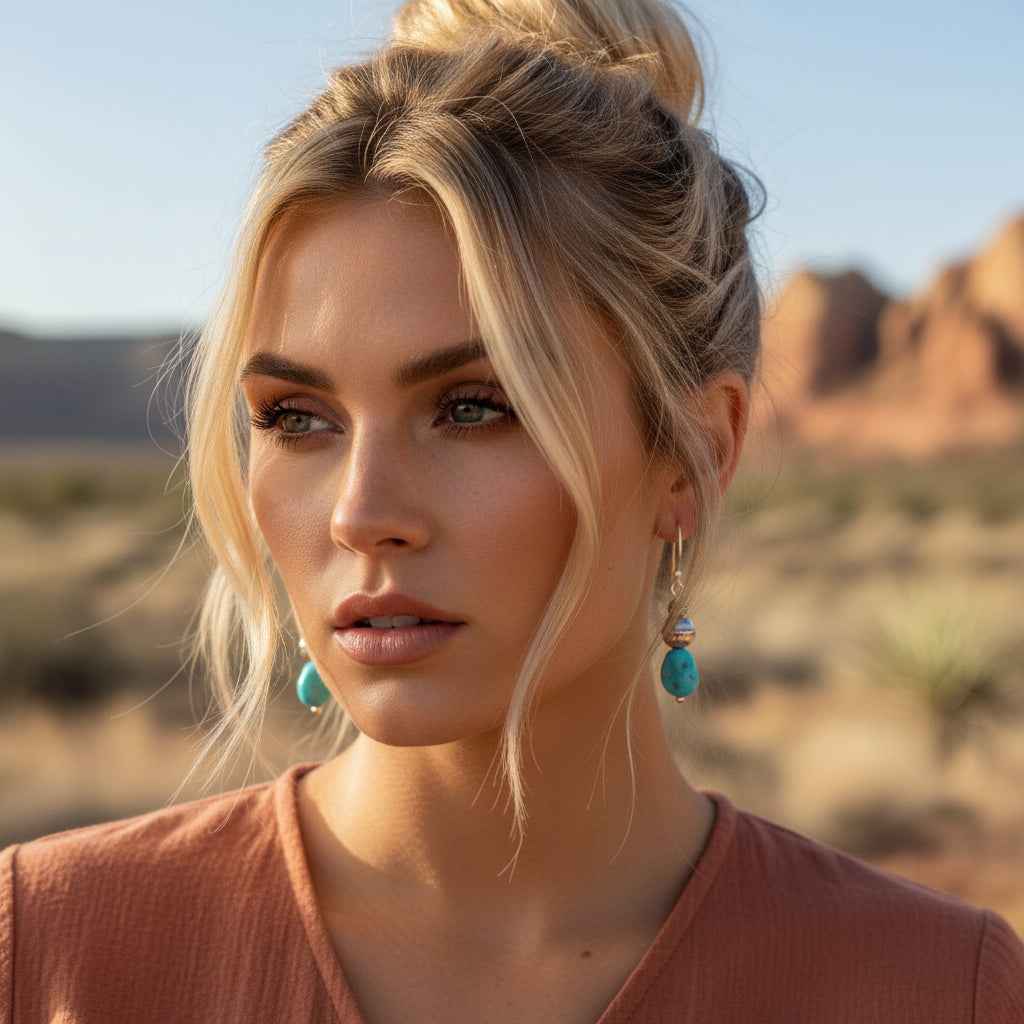 Deep Blue Kingman Turquoise Earrings Sterling Bench Made Beads