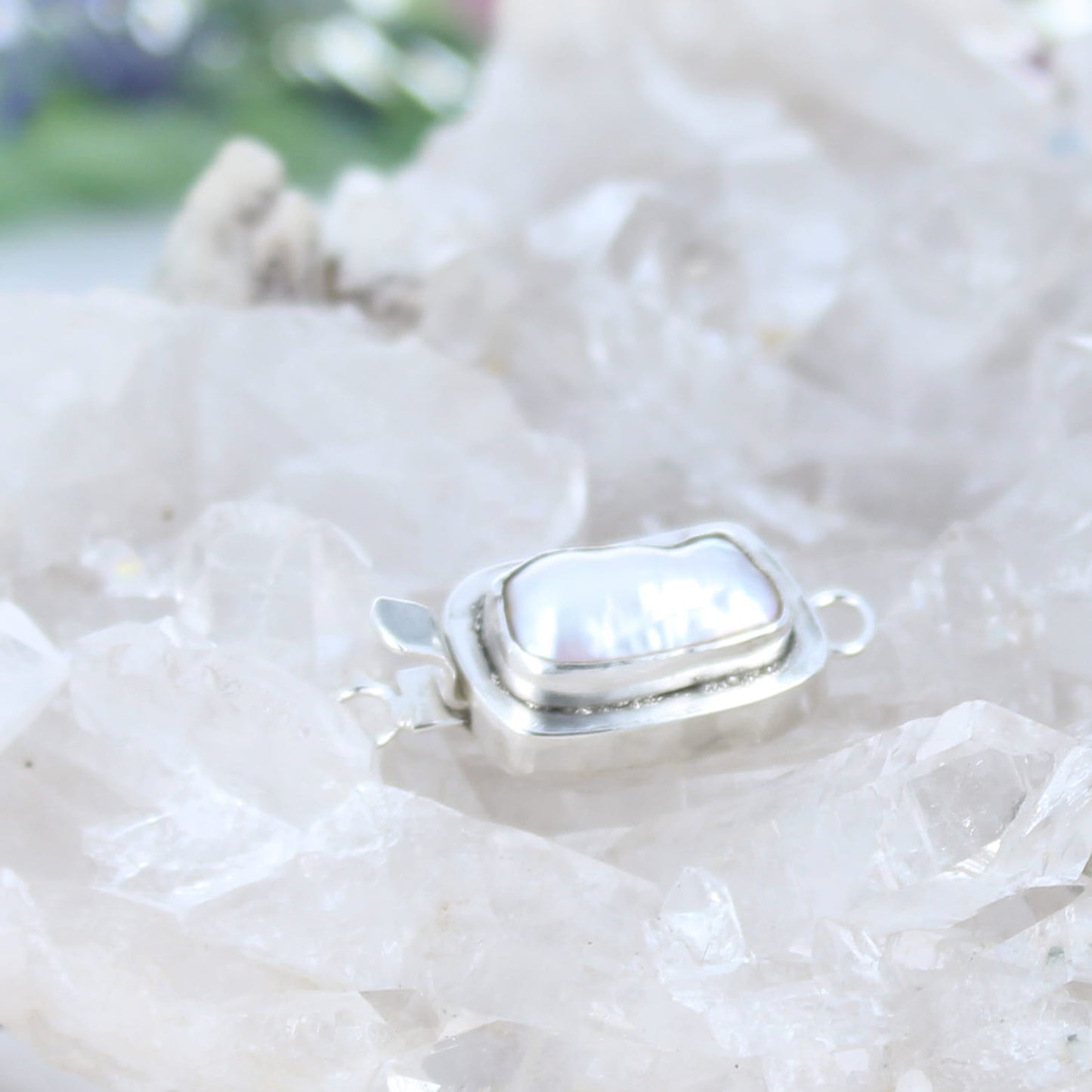 Large Cream Biwa Pearl Sterling Clasp Design