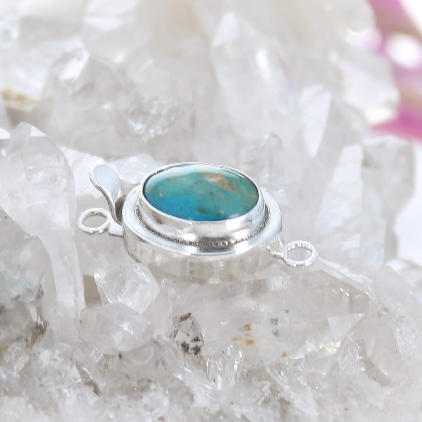 Peruvian Opal Clasp Sterling Classic Design Oval Shape 14.5x12mm