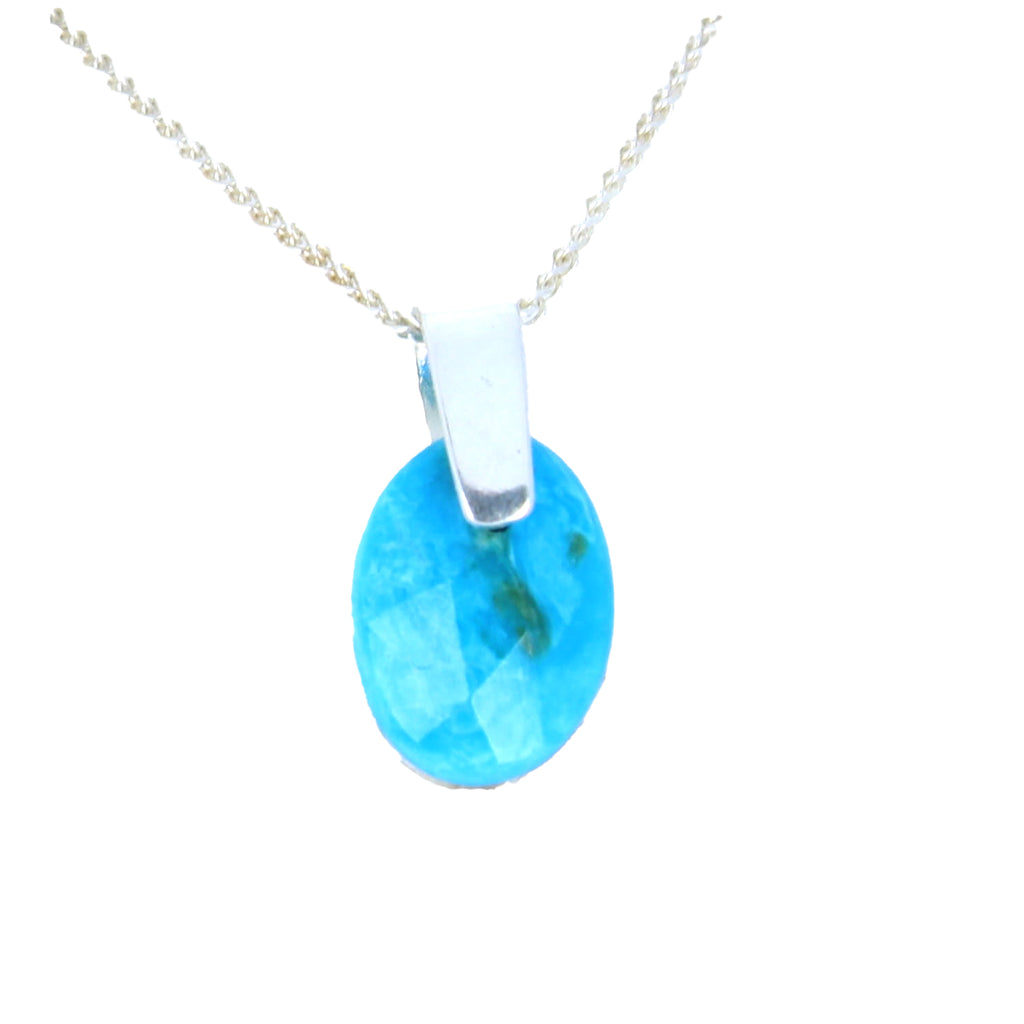 Vivid Blue PERUVIAN OPAL Necklace Pendant Sterling Bail
