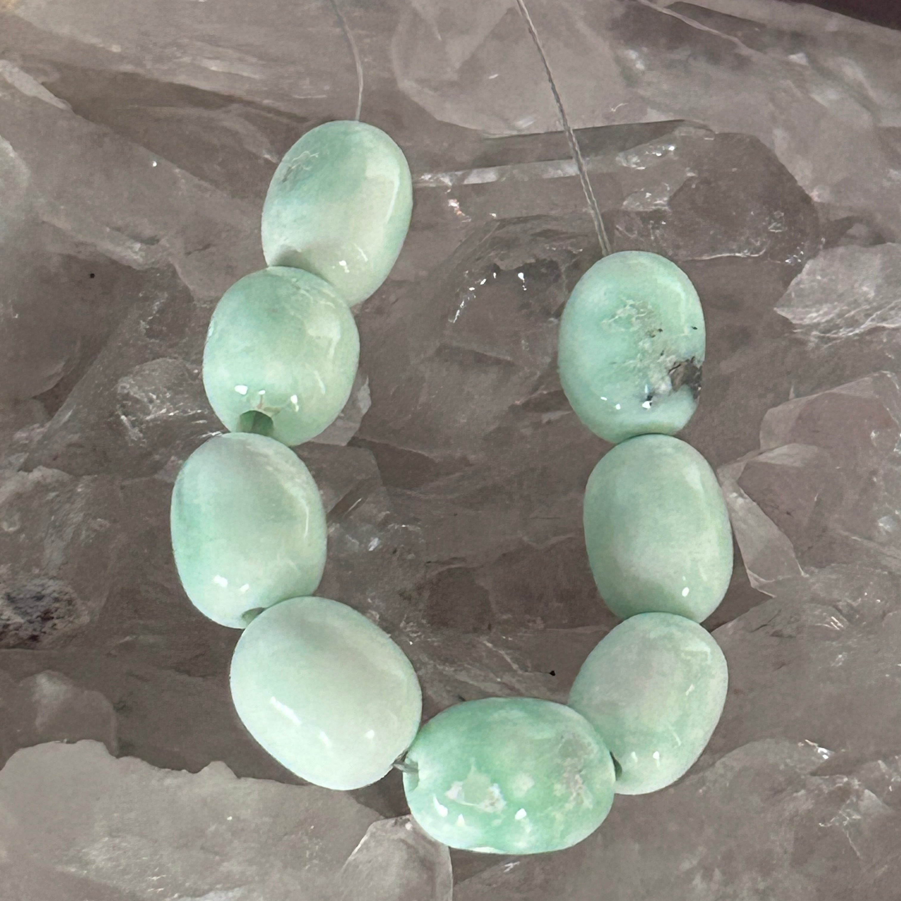 AAA Celadon Green PALOMA VARISCITE Beads 8.5x12mm Barrel Shaped 8 Pcs