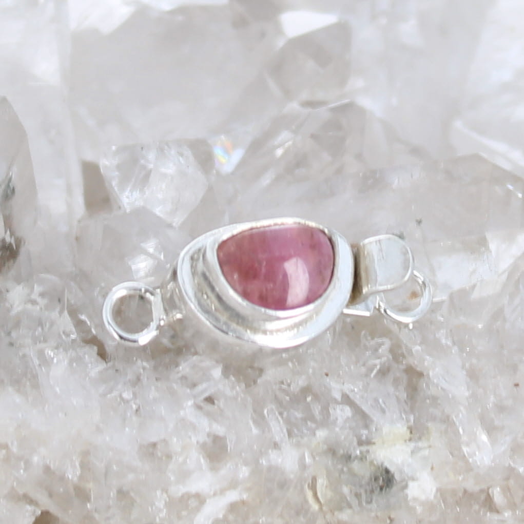 AAA Half Moon Pink Tourmaline Faceted Sterling Silver Clasp