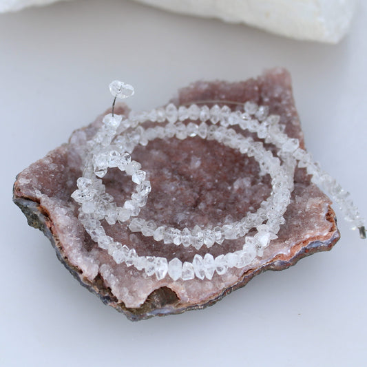 Herkimer Diamond Beads 3-4Mm 15.5" -NewWorldGems