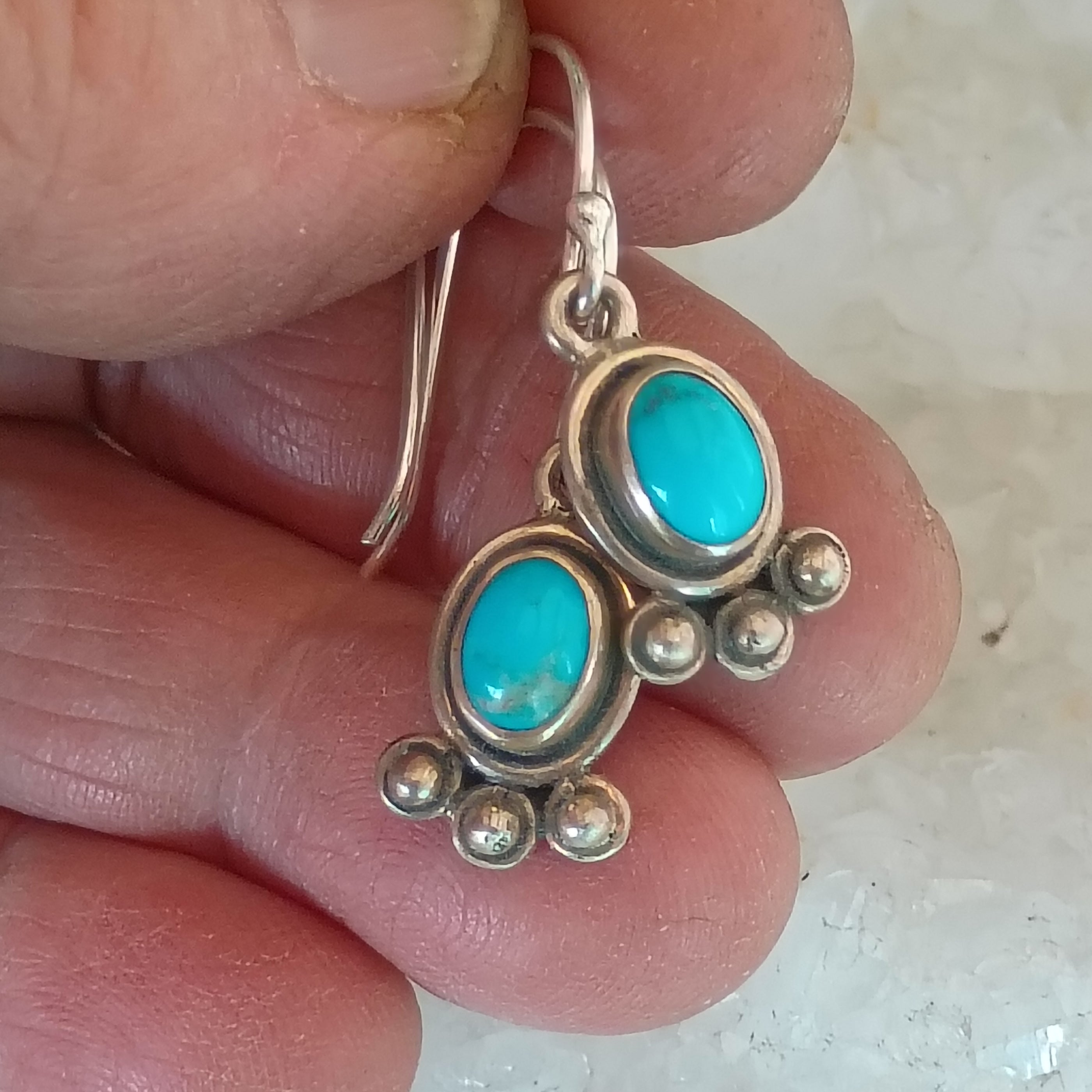LONE MOUNTAIN TURQUOISE Earrings Southwestern Boho Sterling French Ear Wire