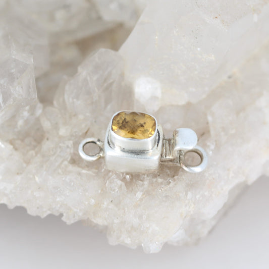 AAA FACETED CITRINE Clasp Sterling Silver Cushion
