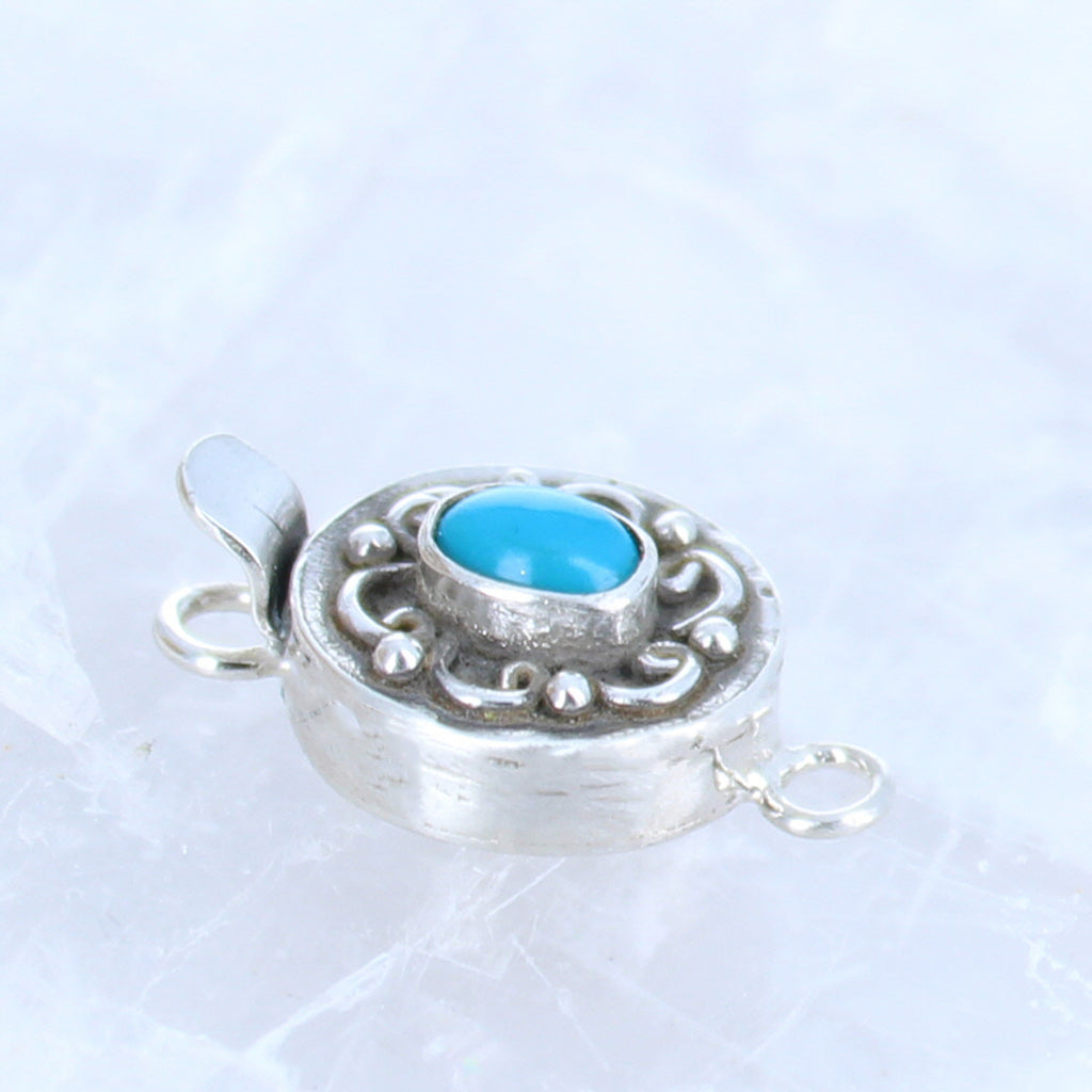 Sleeping Beauty Turquoise Clasp Sky Blue Wire Design Oval -NewWorldGems