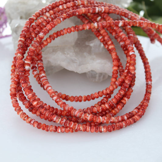 Red Spiny Oyster Beads Buttons Rondelles 5mm 16"