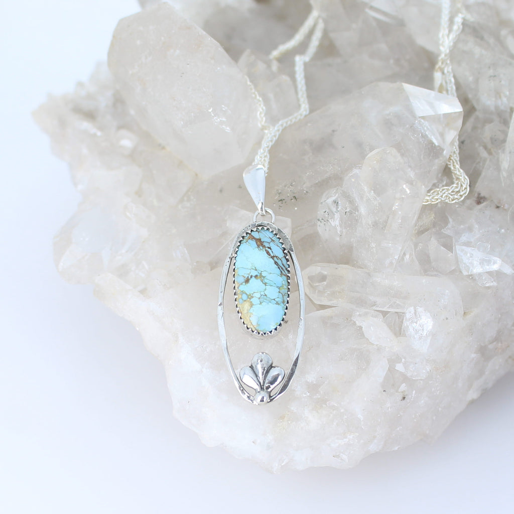 Hubei Sterling Turquoise Pendant Necklace Sky Blue Gorgeous