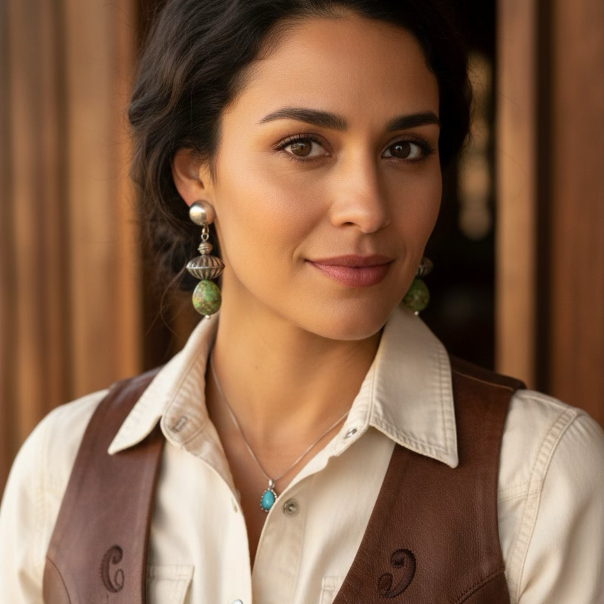 Sonoran Gold Turquoise Earrings Large Navajo Pearl 16x13mm Drops Sterling