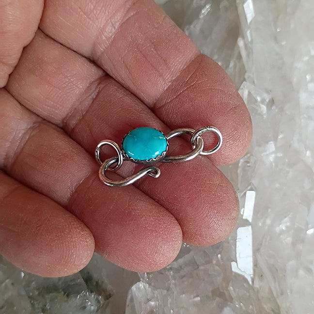 AAA Blue Ridge Orvil Jack Turquoise Sterling Clasp S Shape Large 8x10mm