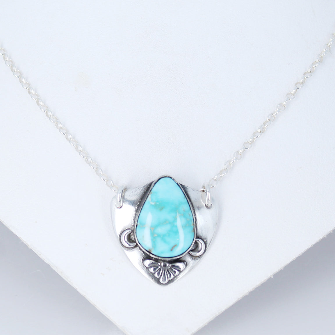 RARE Dry Creek Turquoise Shield Pendant Sterling Southwest