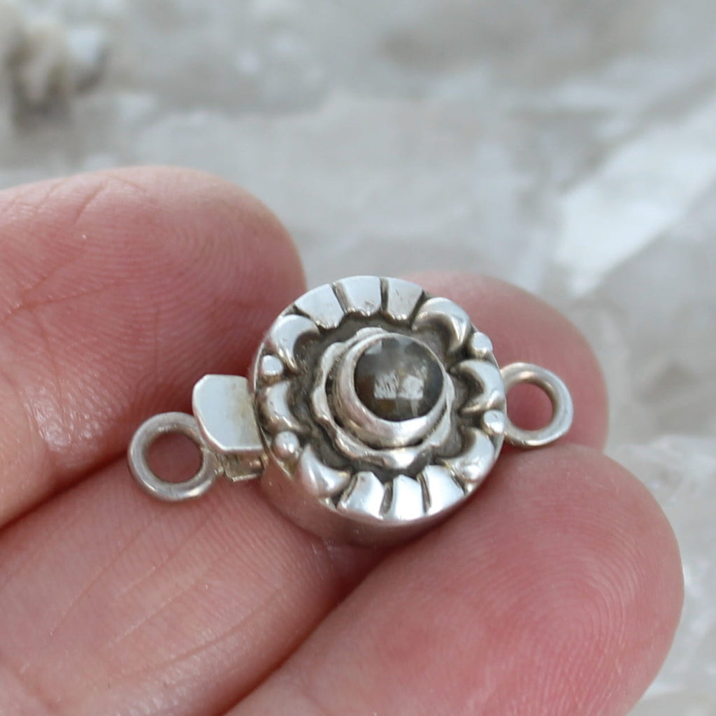 SAPPHIRE CLASP Faceted Green Champagne Color Sterling Moon Design