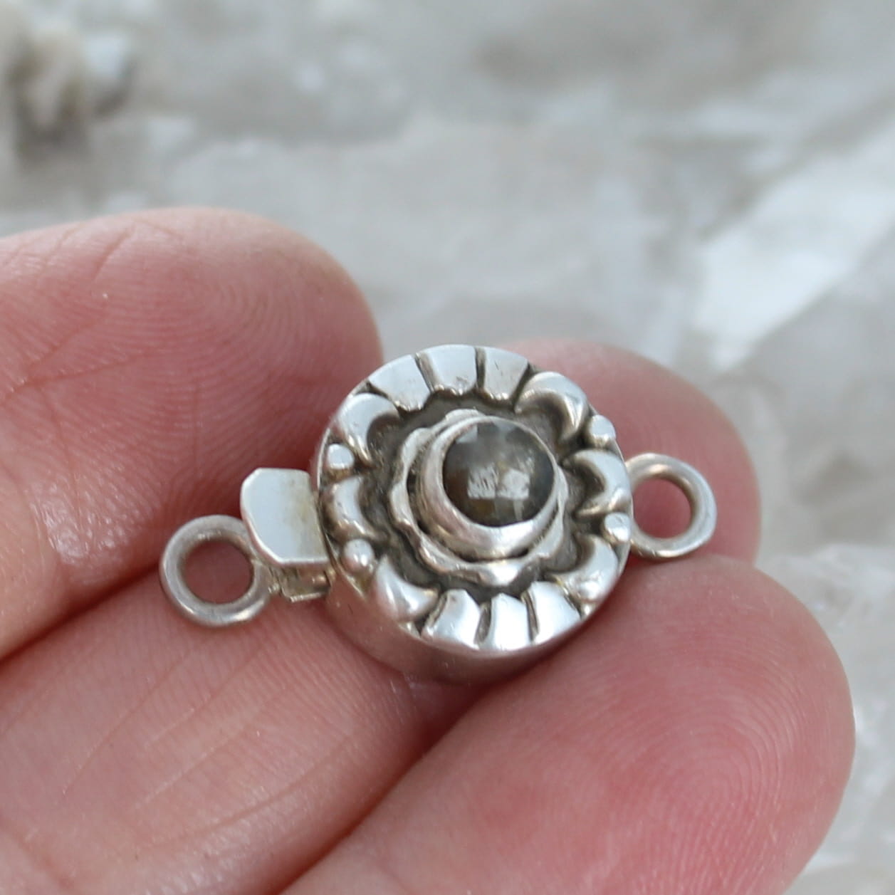 SAPPHIRE CLASP Faceted Green Champagne Color Sterling Moon Design