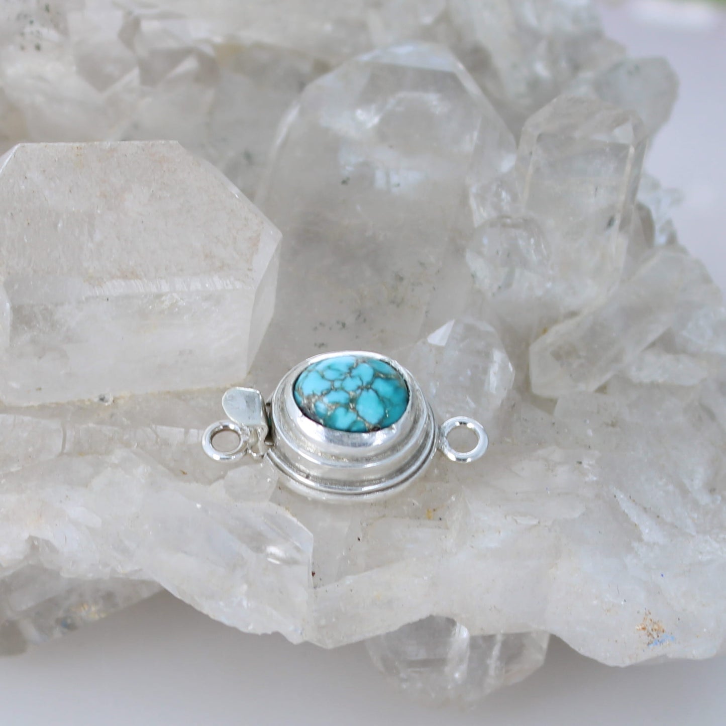 AAA Blue Carico Lake Turquoise Sterling Clasp Classic 8.3x10.5mm