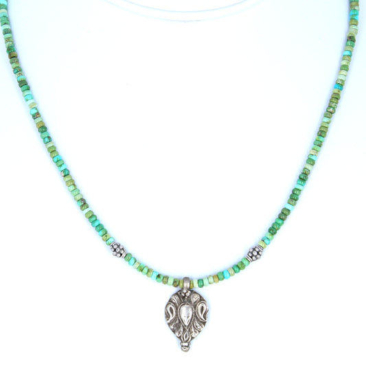 SONORAN Mountain Turquoise Necklace Vintage Sterling Pendant 3mm