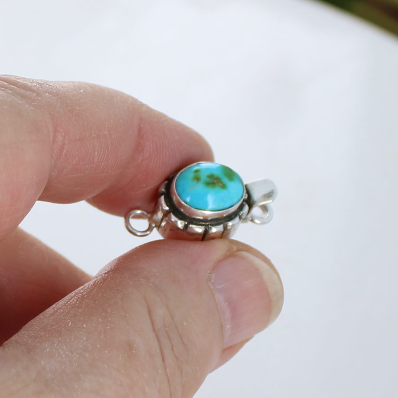 AAA Blue Sonoran Mountain Turquoise Clasp Sterling 10.5x8.5mm Southwestern