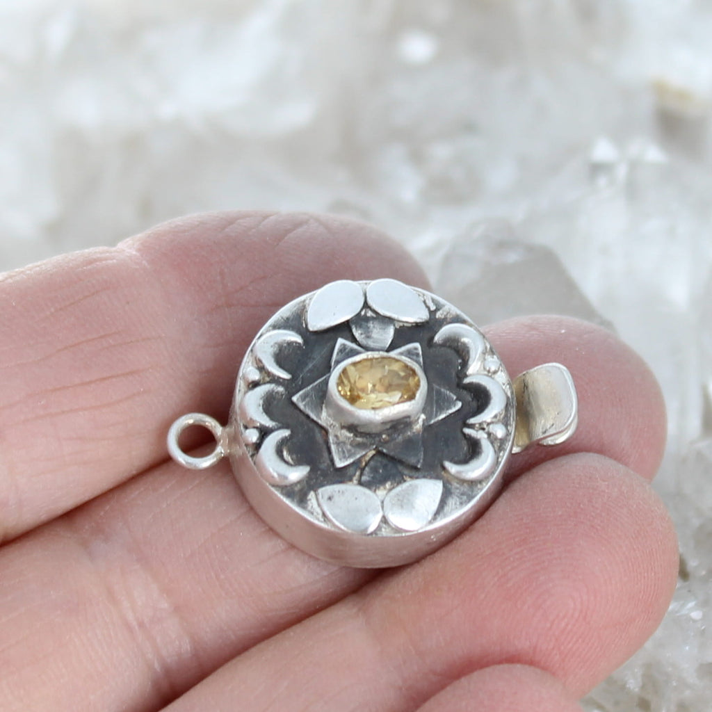 Faceted Citrine Clasp Moon Lotus Oval Sterling Silver 6x4mm