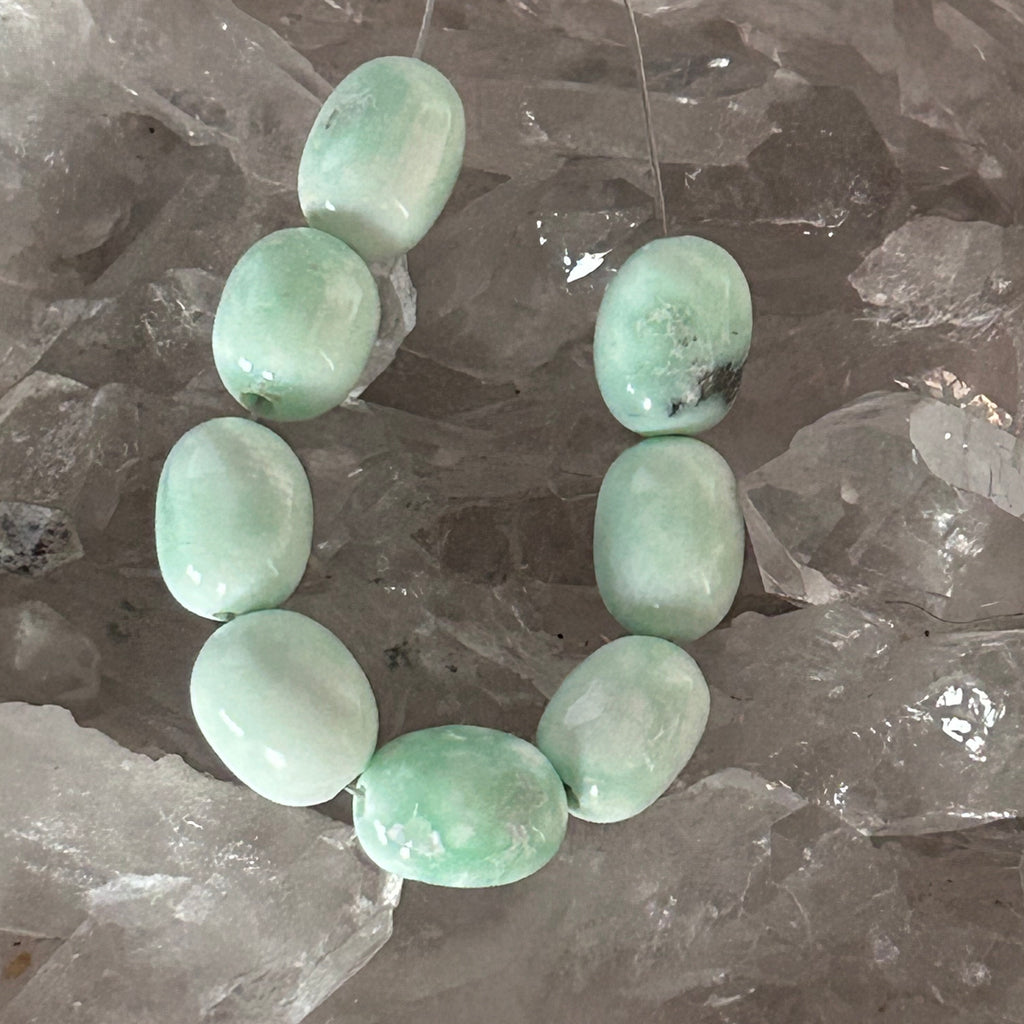 AAA Celadon Green PALOMA VARISCITE Beads 8.5x12mm Barrel Shaped 8 Pcs