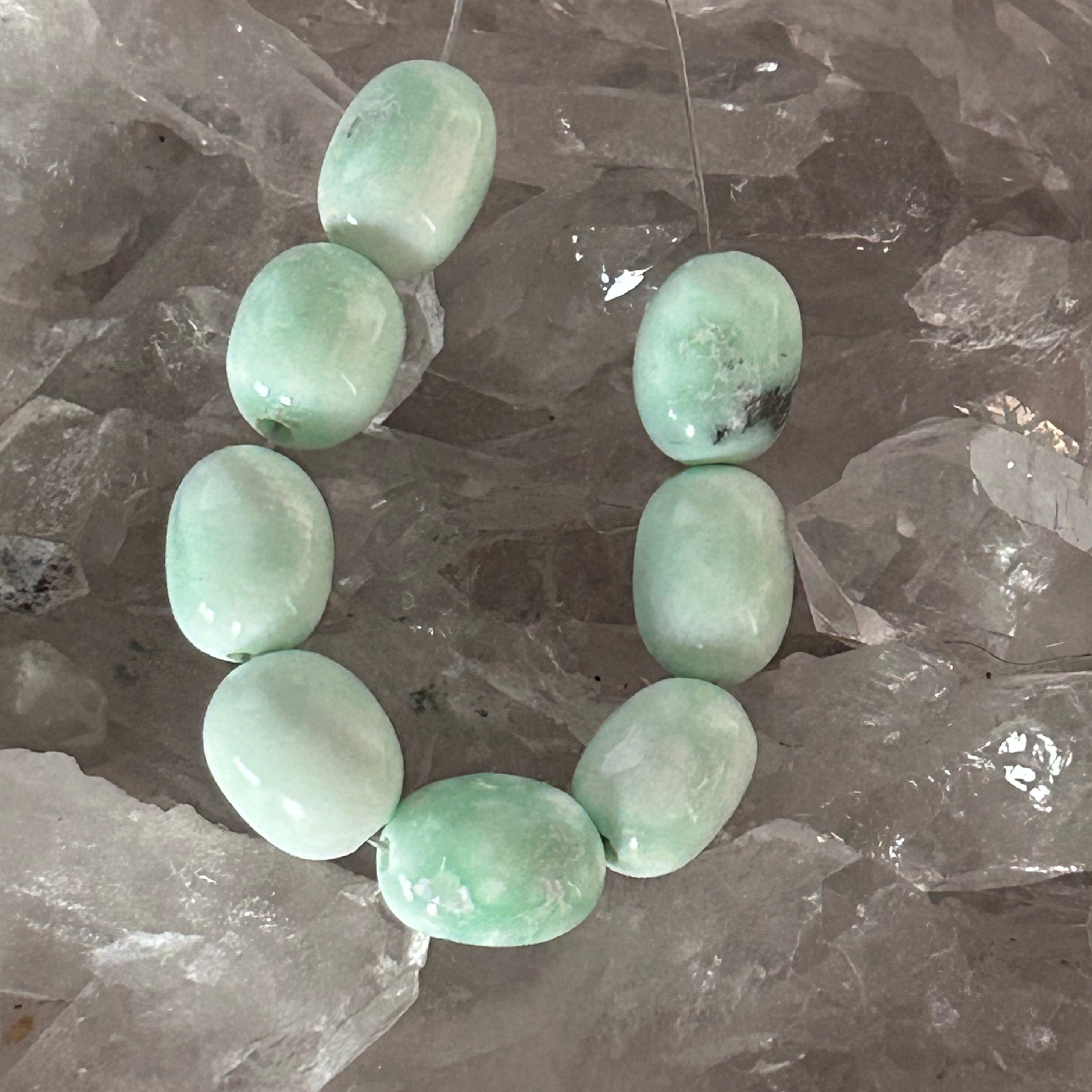 AAA Celadon Green PALOMA VARISCITE Beads 8.5x12mm Barrel Shaped 8 Pcs