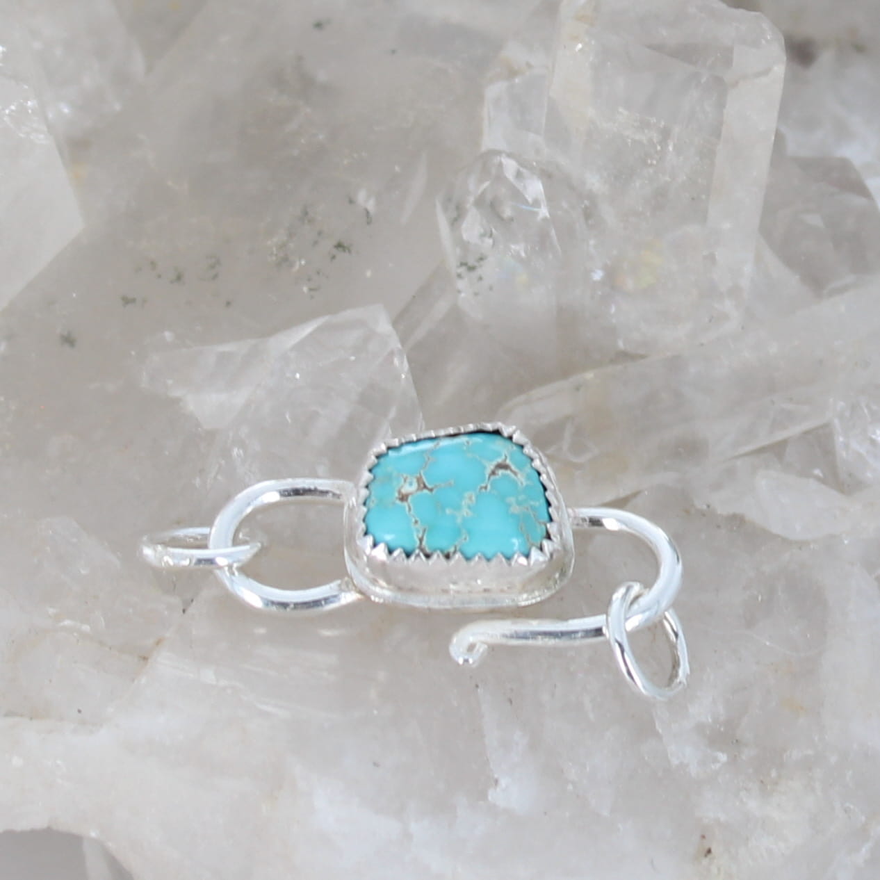 Bright Blue Pilot Mountain Turquoise Clasp Sterling Southwestern