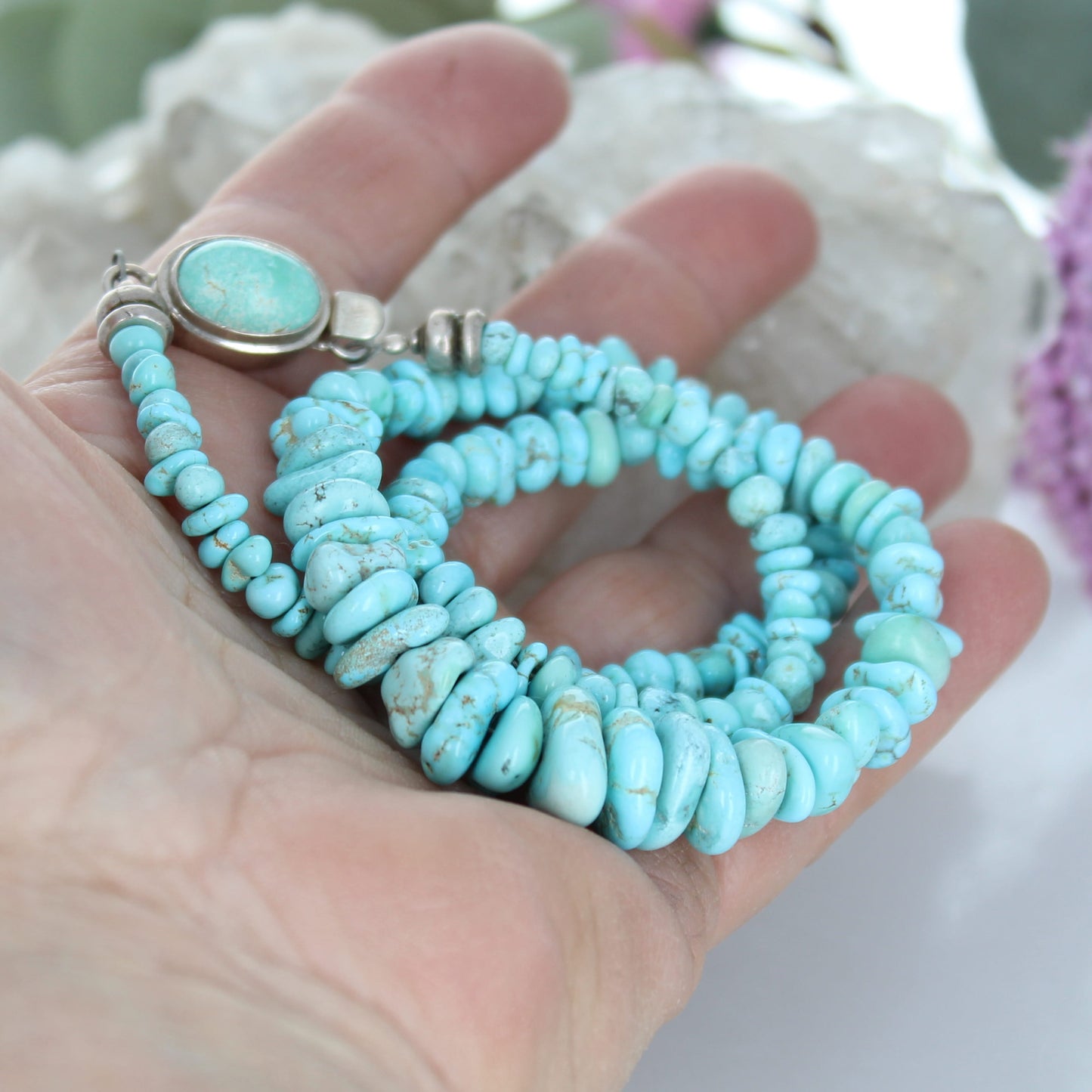 VERY RARE Dry Creek Turquoise Beads Necklace 19" Southwest Rare Turquoise