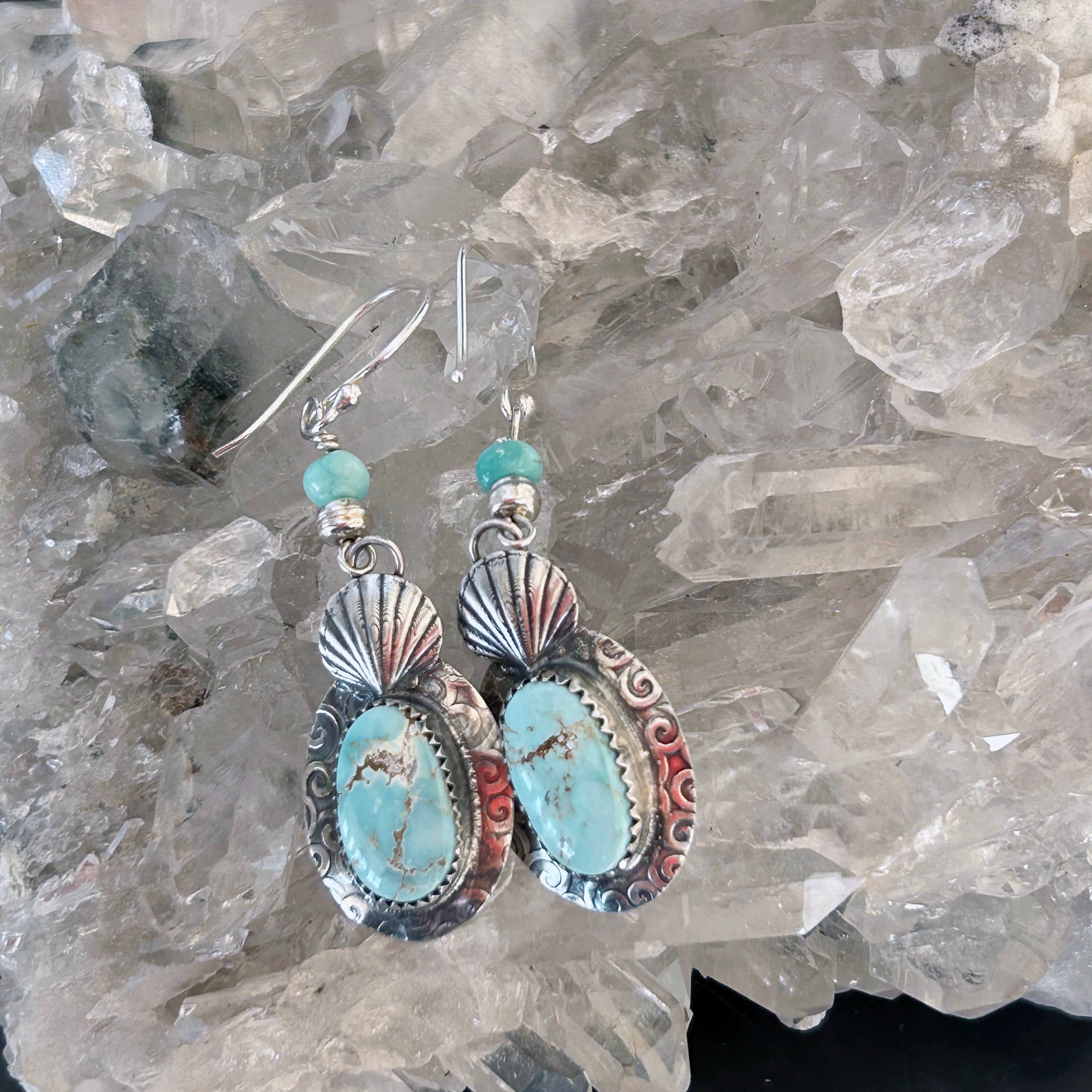 AAA DRY CREEK Turquoise Earrings Sterling Boho Southwest