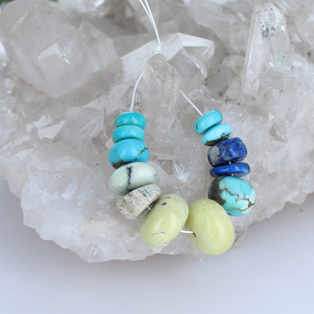 Mixed Rondelle Beads Turquoise, Lapis 3"
