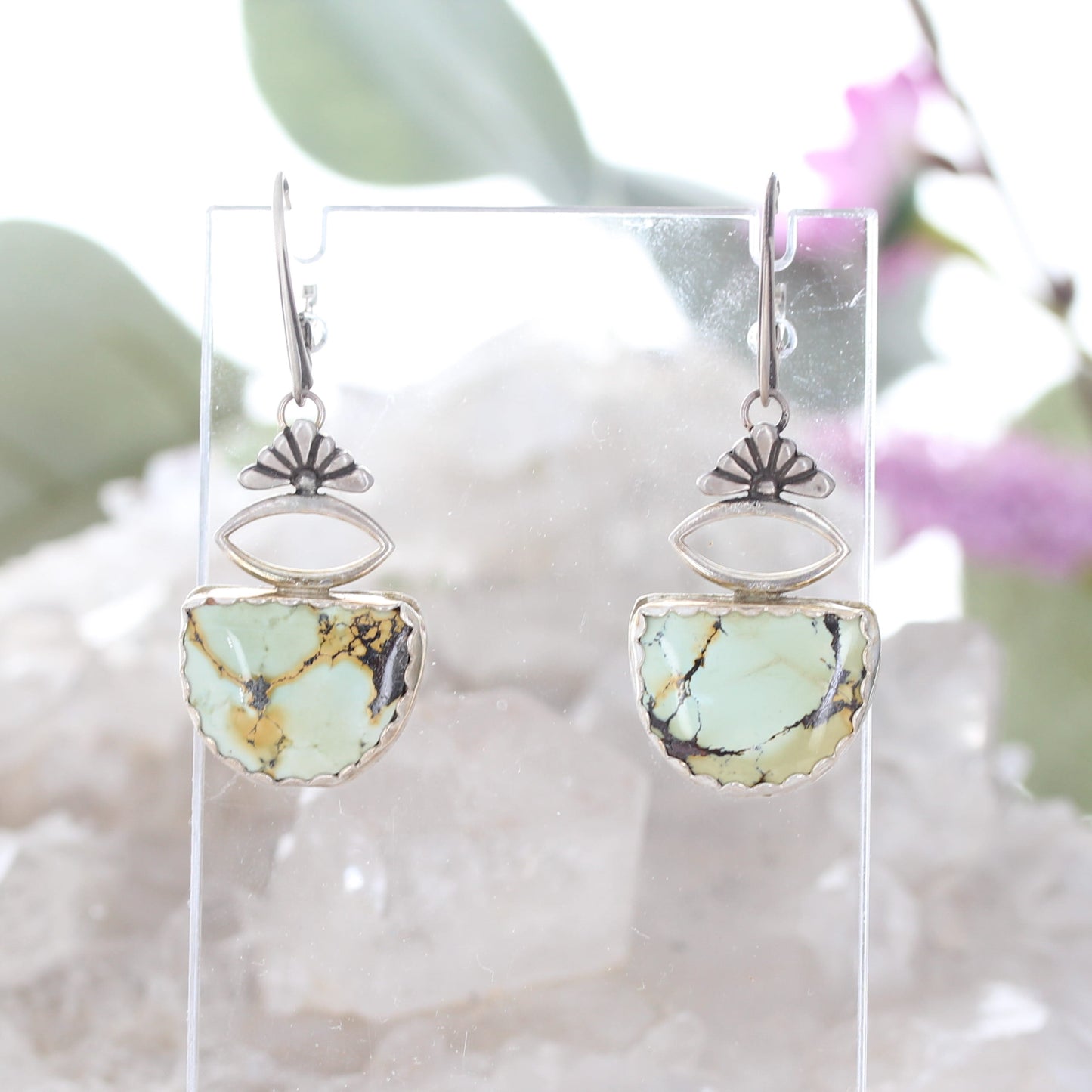 Half Moon Dragon Skin Turquoise Earrings Dangles