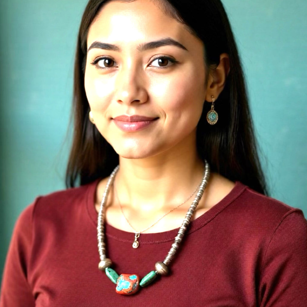 Antique TIBETAN TURQUOISE and CORAL Necklace 19"