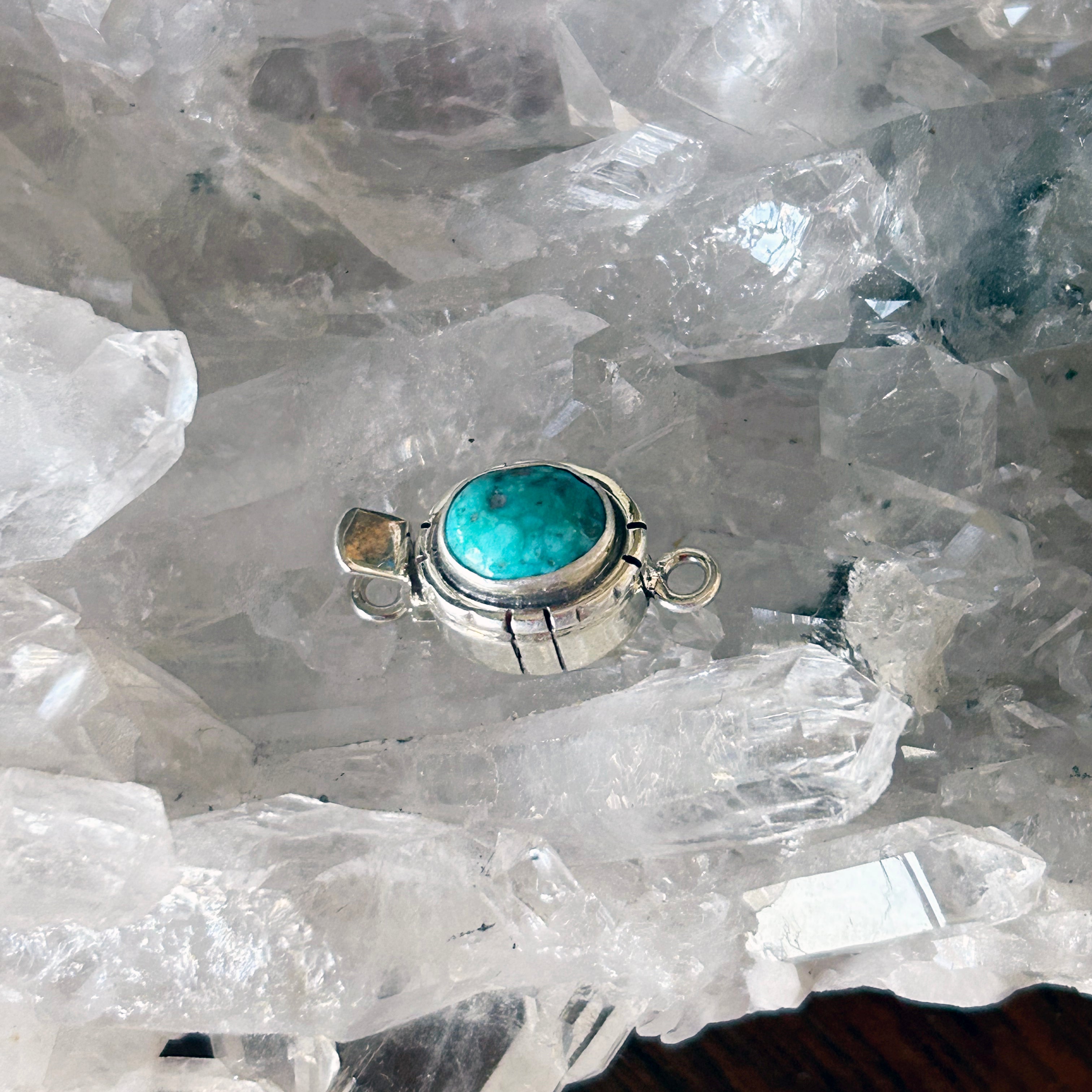 Vintage Morenci Turquoise Clasp Sterling Silver Southwest Style