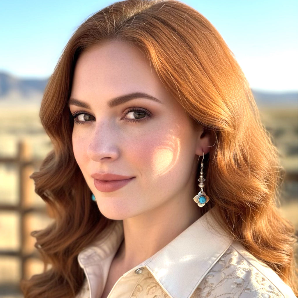 Ithaca Kingman Turquoise Earrings Sterling Silver and Herkimer Diamonds NewWorldGems