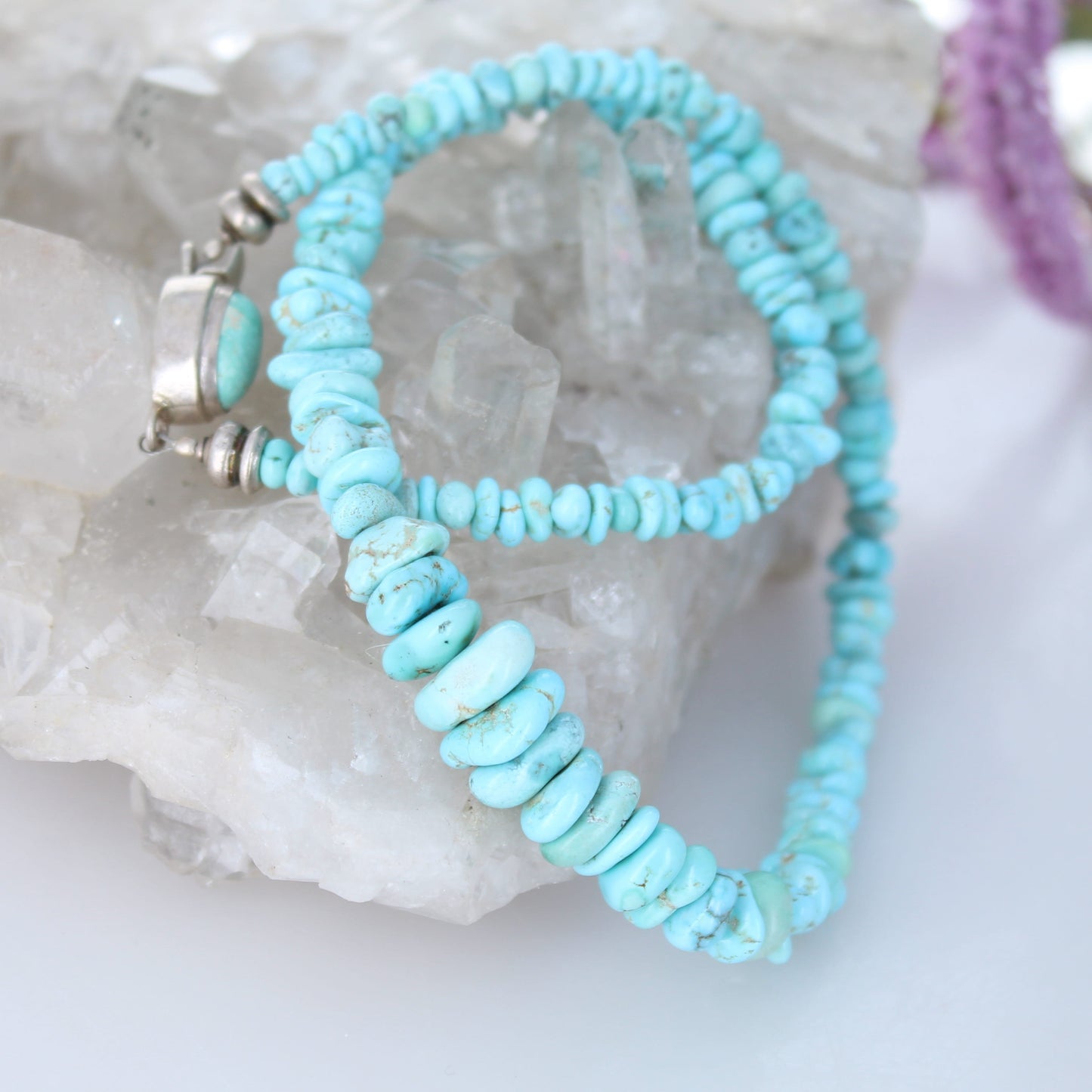 VERY RARE Dry Creek Turquoise Beads Necklace 19" Southwest Rare Turquoise