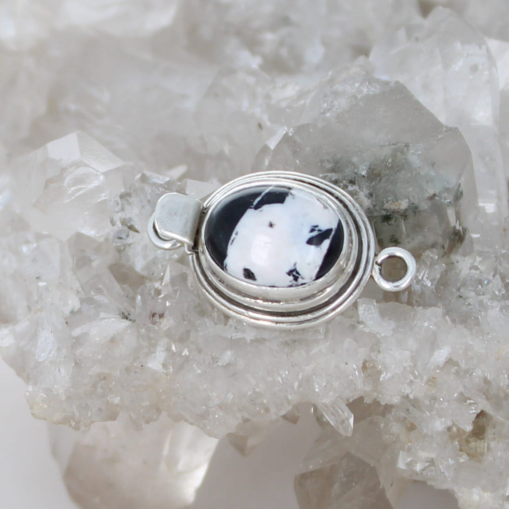 AAA Large White Buffalo Clasp Sterling Oval 14.8x12.5mm Classic Style #1