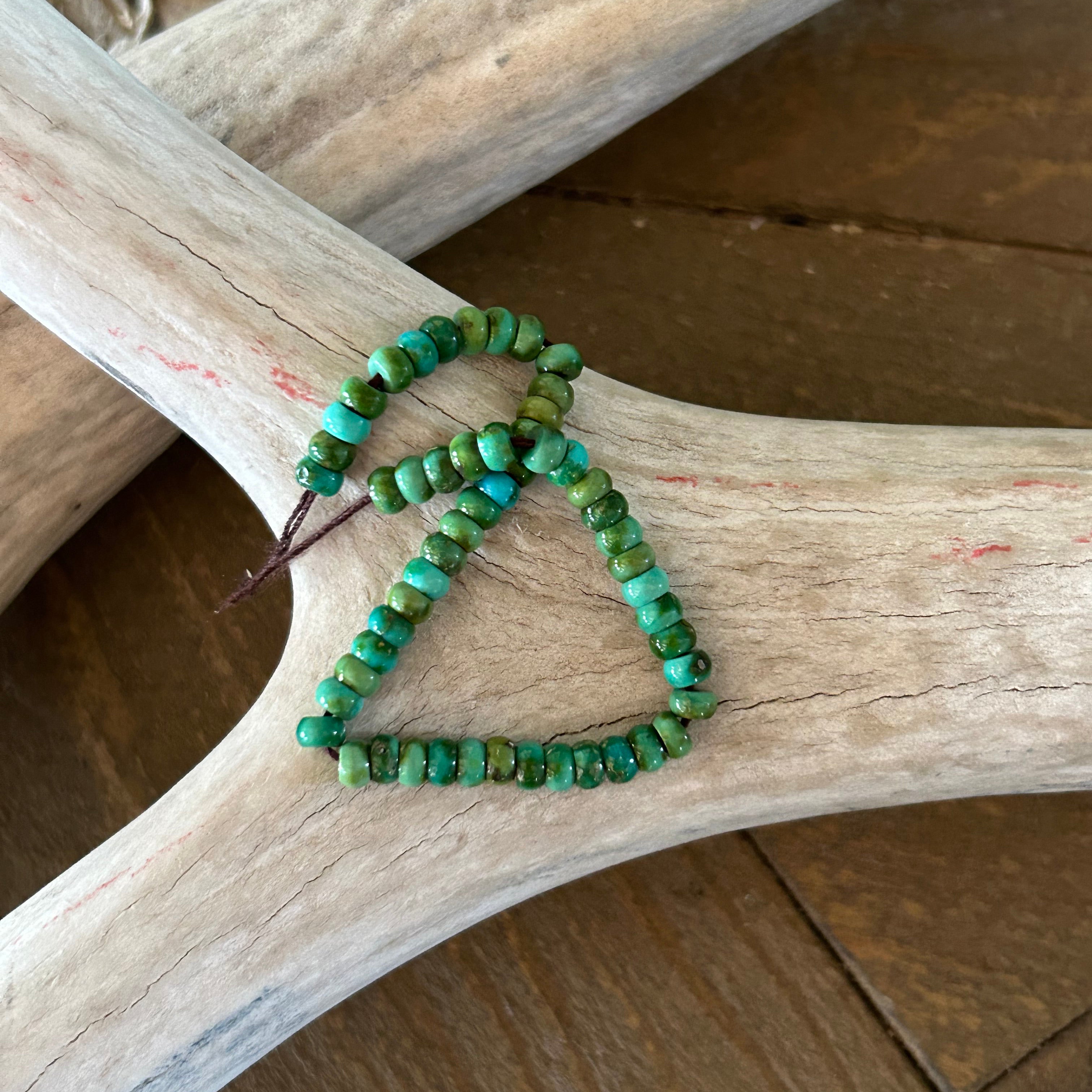 Sonoran Gold Turquoise Beads Lime Green Blue 4mm Rondelles 5"