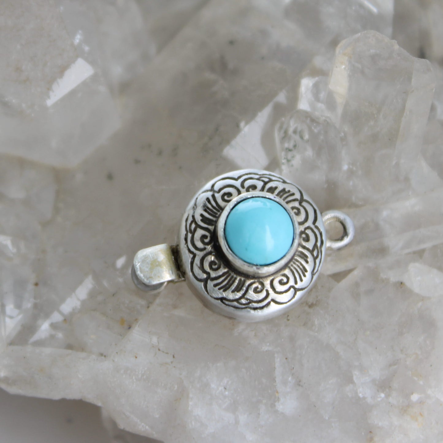Whimsical CAMPITOS MEXICAN Turquoise Clasp Sky Blue 8mm Sterling Silver