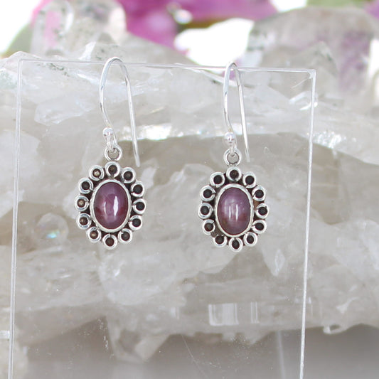 AAA Star Ruby Daisy Earrings Sterling Silver French Ear Wires NewWorldGems