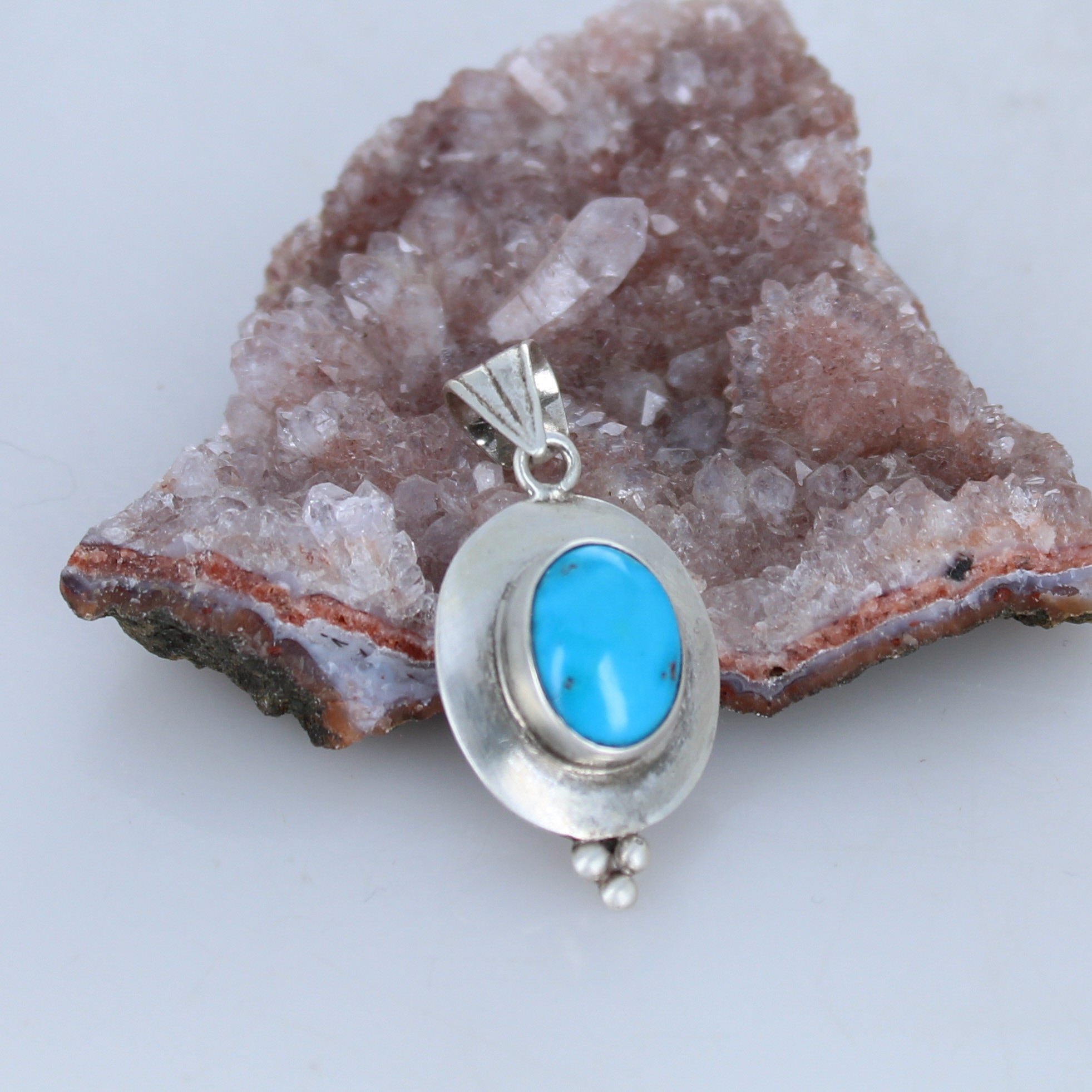 SLEEPING BEAUTY TURQUOISE Pendant Sterling Oval -NewWorldGems