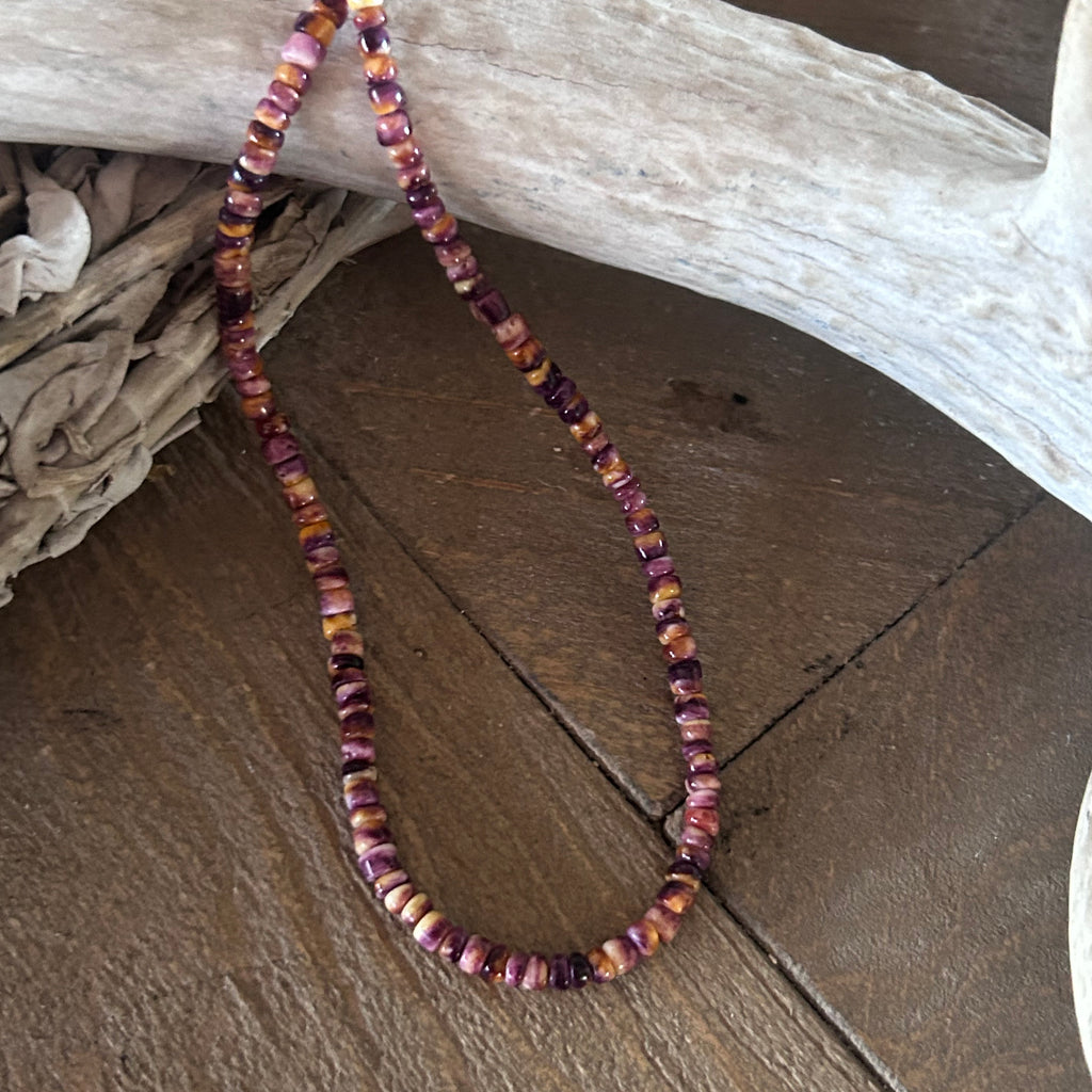 Purple Yellow Spiny Oyster Beads Graduated Pueblo 3-4mm 16"