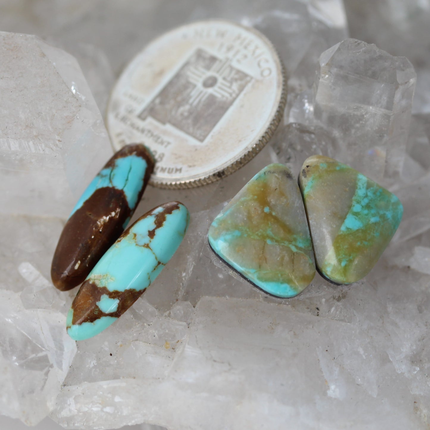Rare Royston Turquoise Cabochon Earring Components 2 PAIR #8