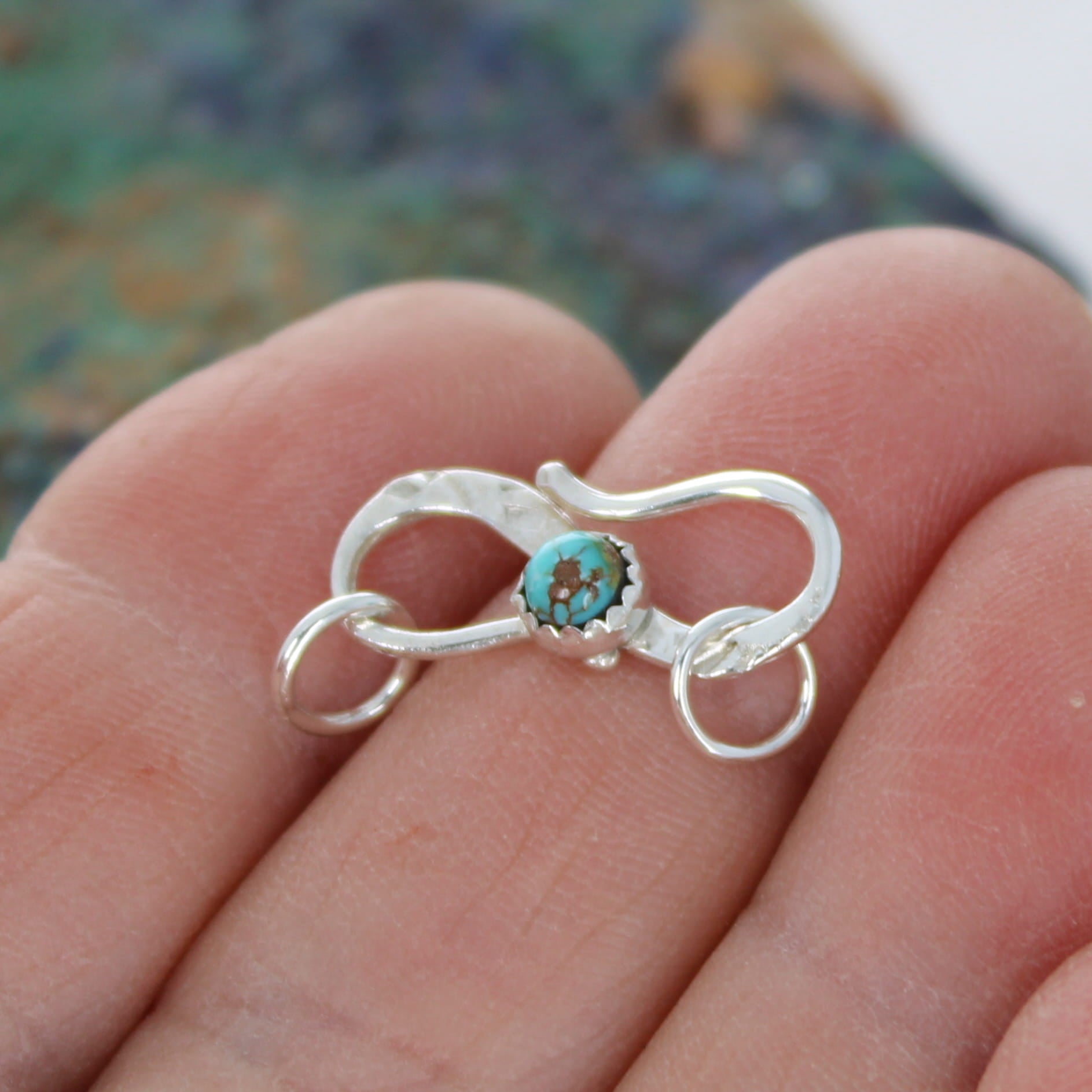 Sierra Nevada Turquoise Sterling S Shaped Clasp Sterling Silver 3.5mm