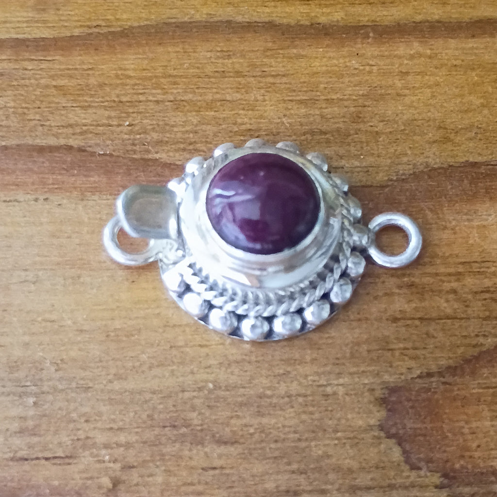 Deep Purple Spiny Oyster Clasp Sterling Round 8mm NewWorldGems