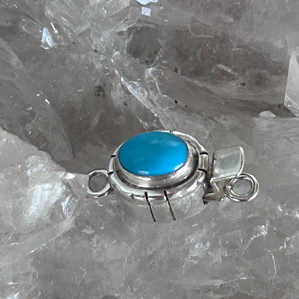 AAA Blue Sleeping Beauty Turquoise Clasp Oval 7x9mm Southwestern Design