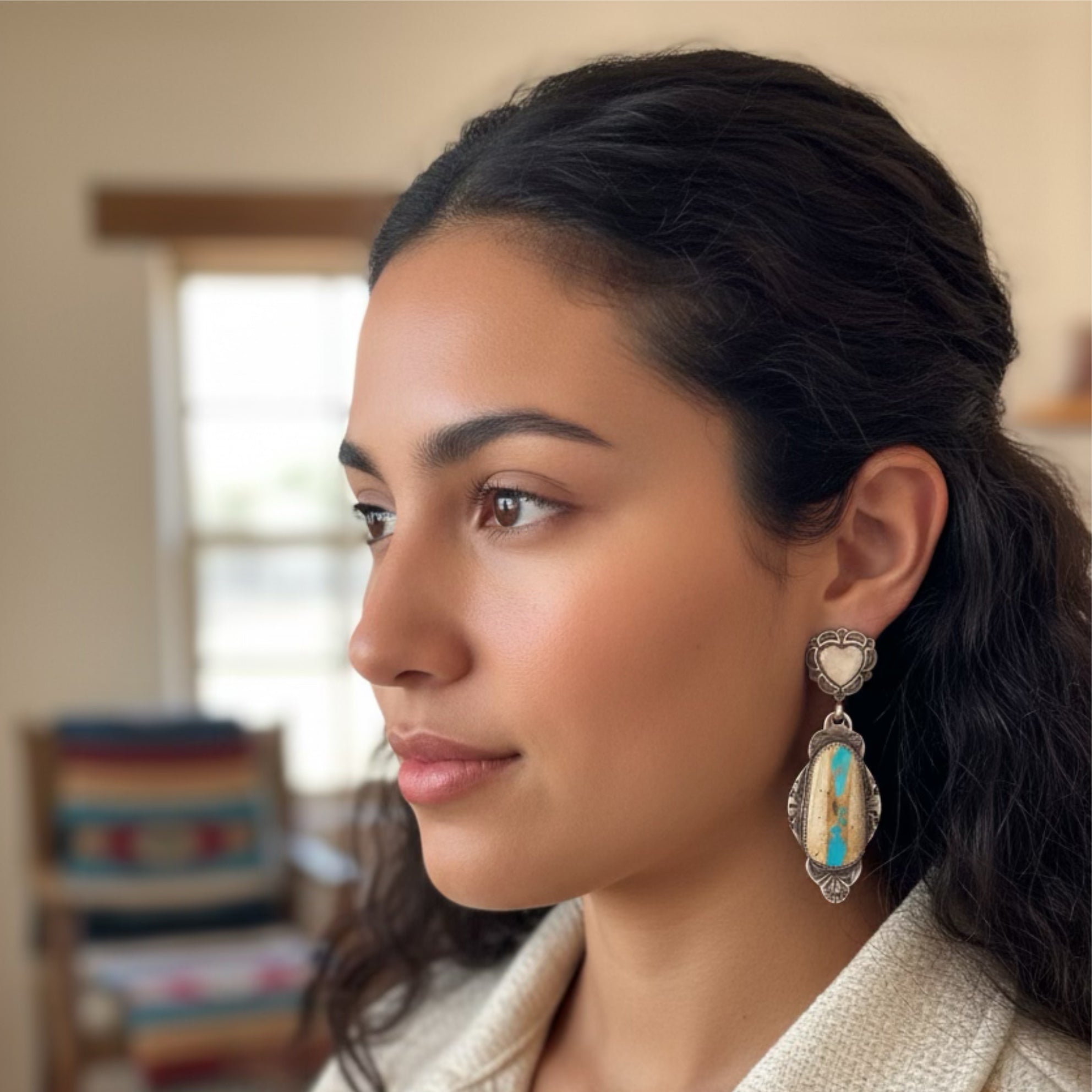 Royston Mine Earrings Elongated Ovals Decorative Southwestern