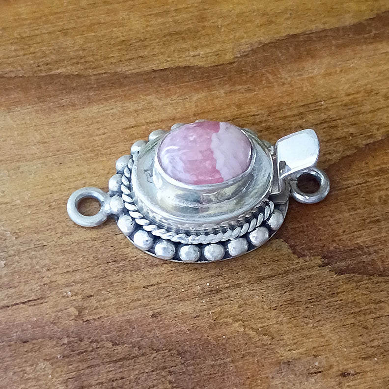Pink Rhodochrosite Clasp Sterling Oval 8x6mm NewWorldGems