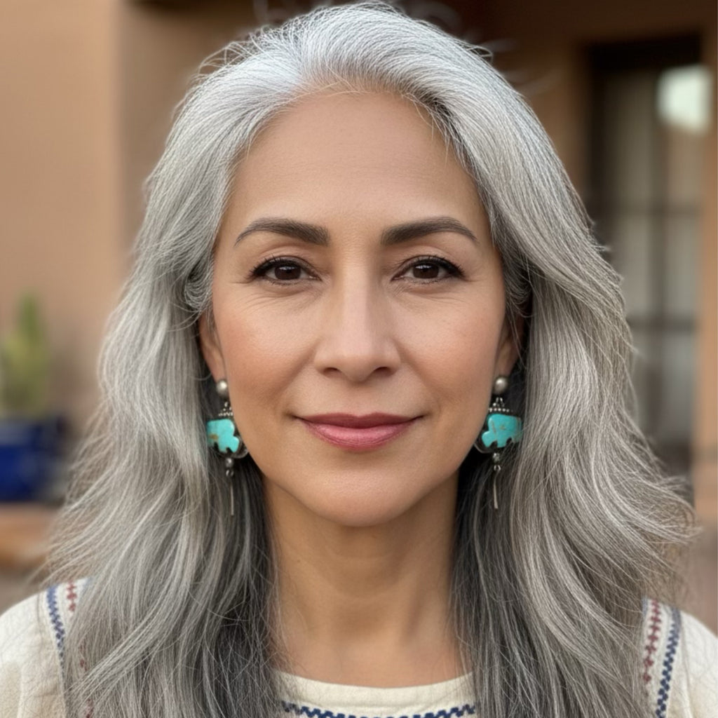 Carved Buffalo Turquoise Earrings Sterling Southwest Oxidized