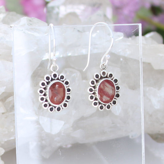AAA Faceted Sienna Andesine Daisy Earrings Sterling Silver NewWorldGems